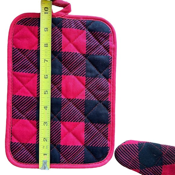 Lumberjack Red Black Plaid Pattern Oven Mitt& Pot Holder Christmas Cabin Kitchen - Picture 6 of 7